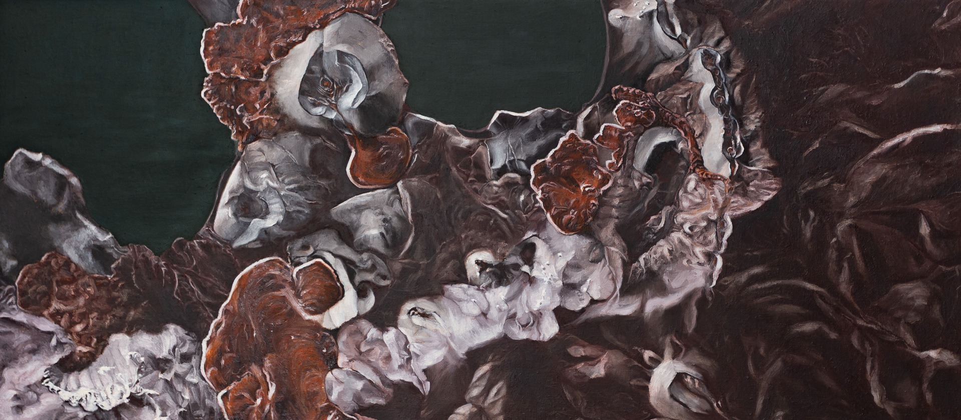 Bloom, oil on linen, 20 x 45 in., 2025, Leah Wilson
